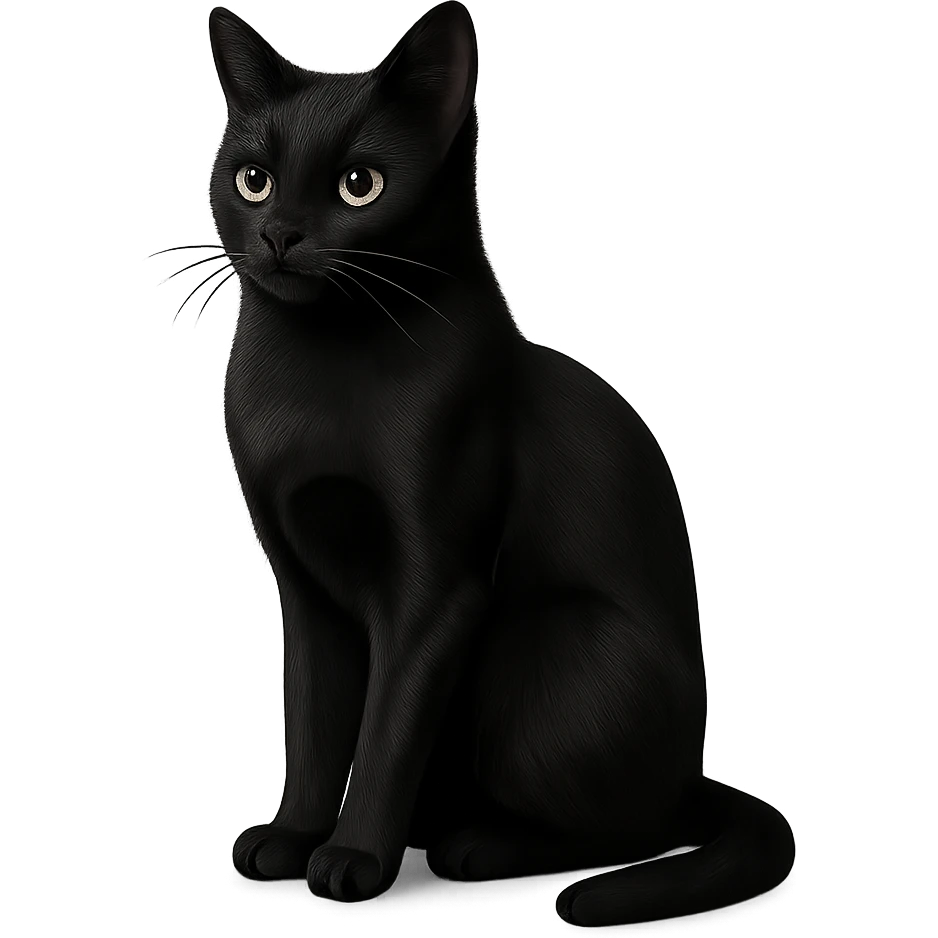 digital illustration of a black cat, no background emoji
