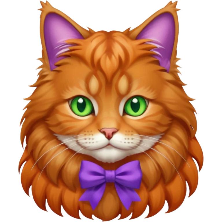 Mainee-coon with purple bow emoji
