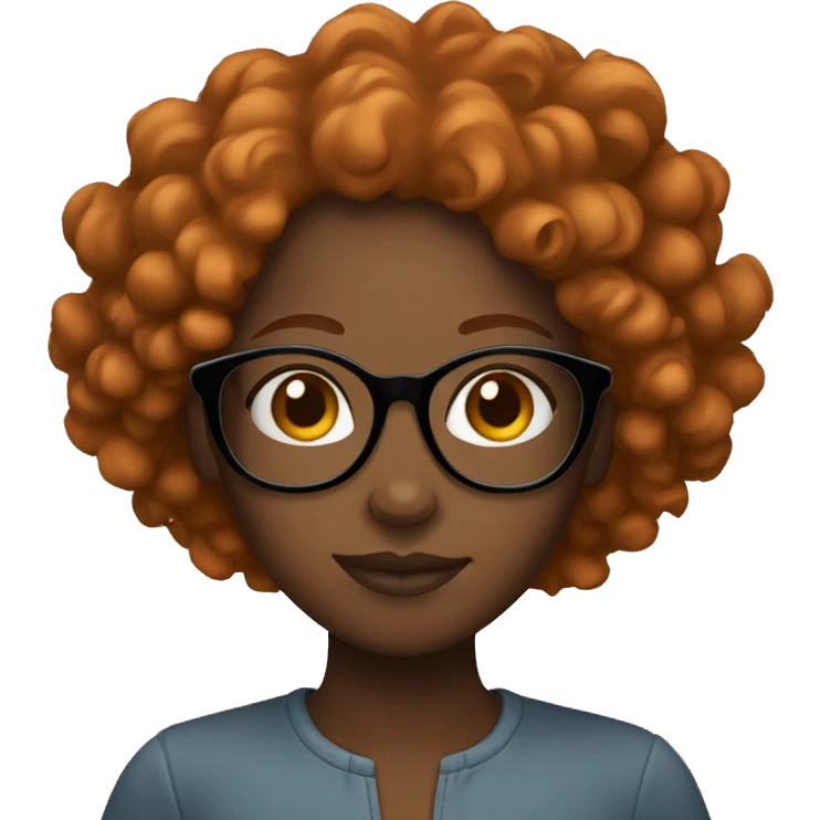 black girl with curly ginger hair and glasses emoji