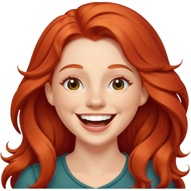 laughing long red haired woman emoji