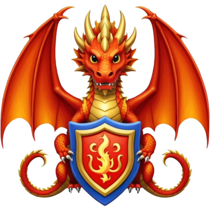 Simple fiery royal Dragon crest/brosch emoji