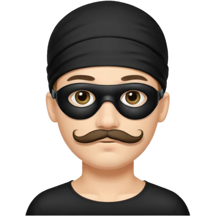 black eye mask with  boy with long mustache emoji
