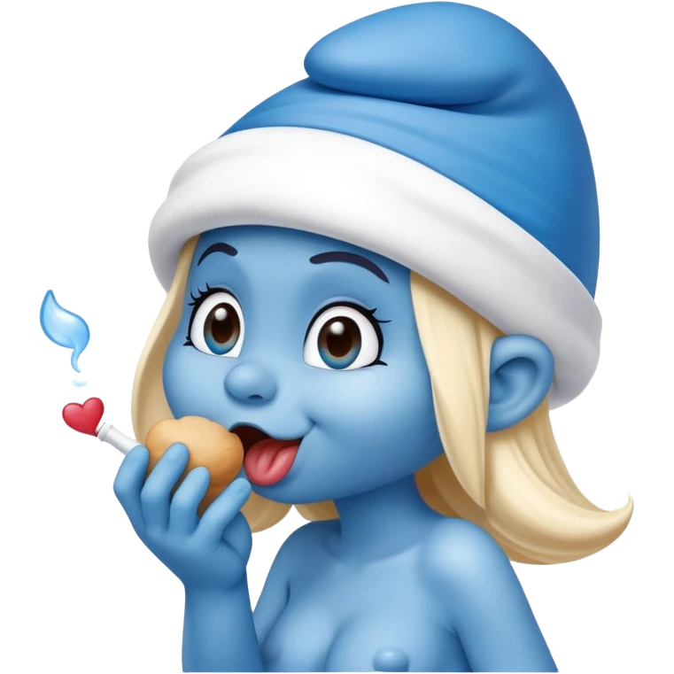 Flirty Smurf blowing a kiss emoji
