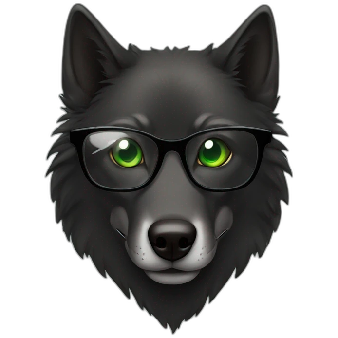 black wolf with glasses one green eye and one Brown eye emoji