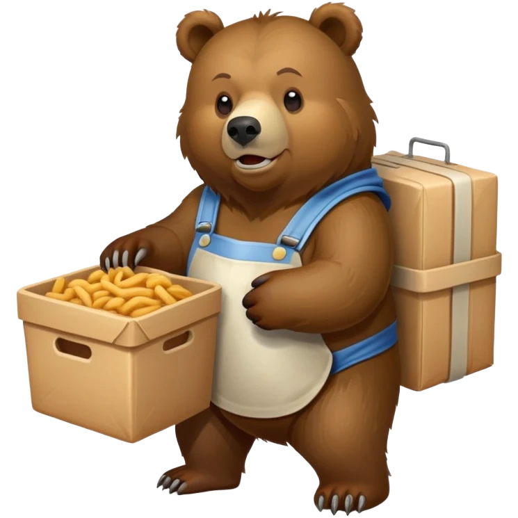 Un oso grizzly de repartidor de comida  emoji