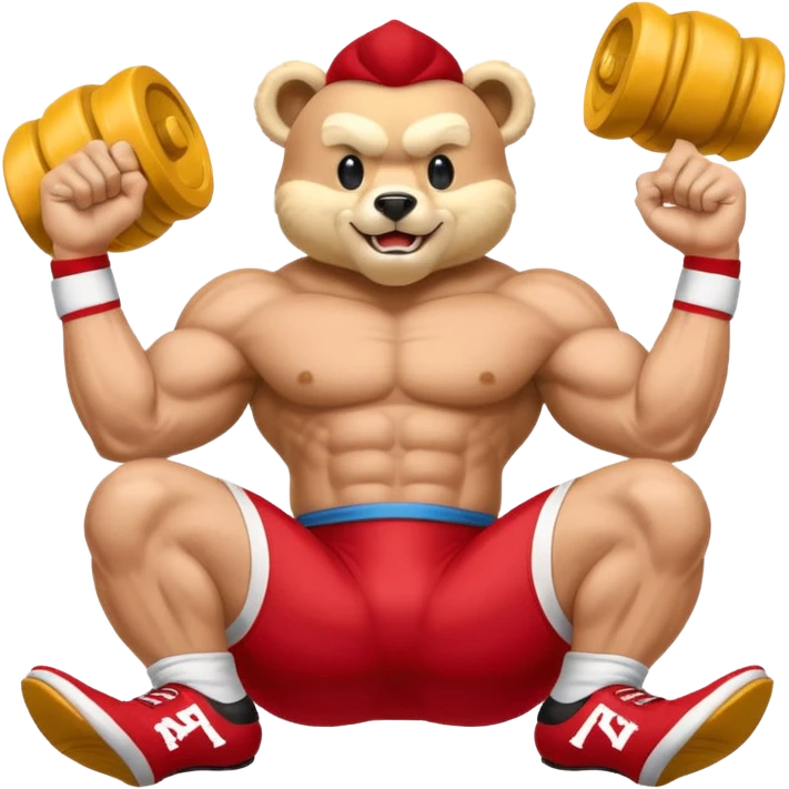 Can you create a emoji of threw Nebraska Cornhusker mascot sitting on top of the UCLA Bruin mascot emoji