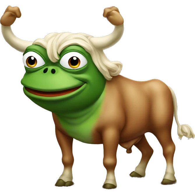 pepe the frog on a bull emoji