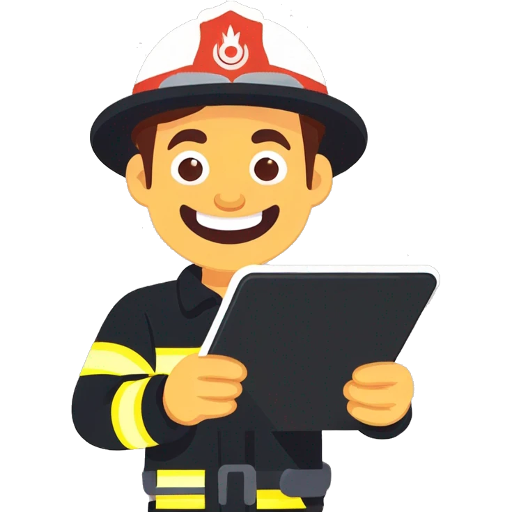 fireman holding tablet emoji