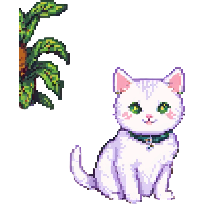 pixel art of a cute cat saying hello emoji