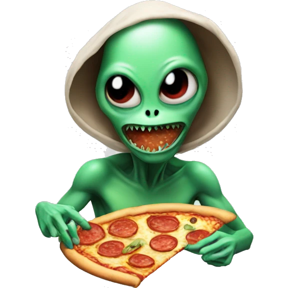 Alien eating pizza emoji