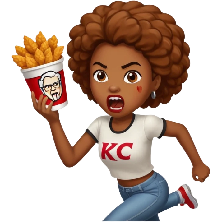 tsion angry black girl ragebait fat running 100 kfc chicken dirty mouth angry bad word emoji