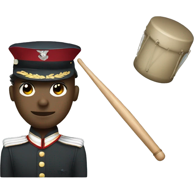 Balled drummer in military uniform  emoji