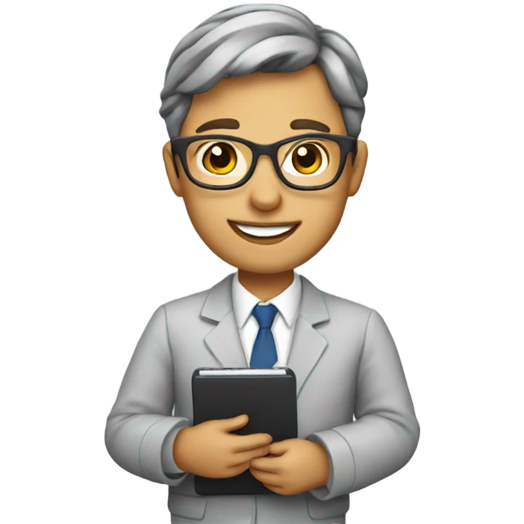 Cute English teacher with iPad grey  emoji