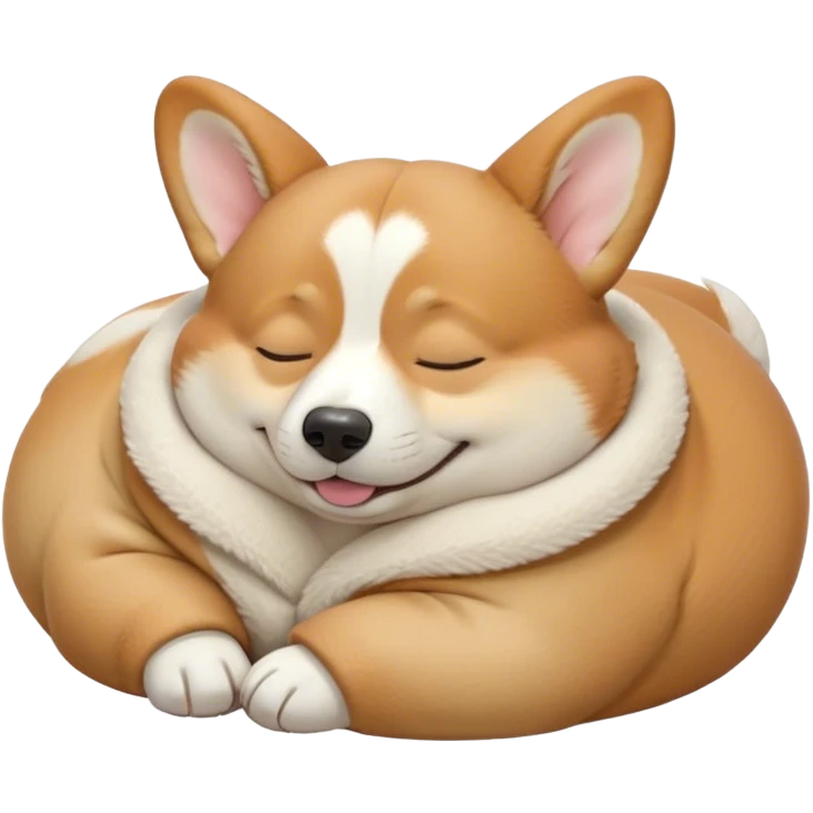 Cinematic Meme-Worthy Chubby Sleeping Corgi Portrait Emoji, Head resting peacefully with a contented smile, showcasing a delightfully chubby build, a luxuriously soft fawn coat with crisp white accents, and those iconic stubby legs, eyes shut in a serene nap, Simplified yet hilariously adorable features, highly detailed, glowing with a soft, drowsy light, high shine, relaxed and utterly lovable, stylized with an air of playful laziness, bright and heartwarming, soft glowing outline, capturing the essence of a comically sleepy Corgi, so meme-worthy it feels like it could instantly become the next viral sensation of adorable slumber! emoji