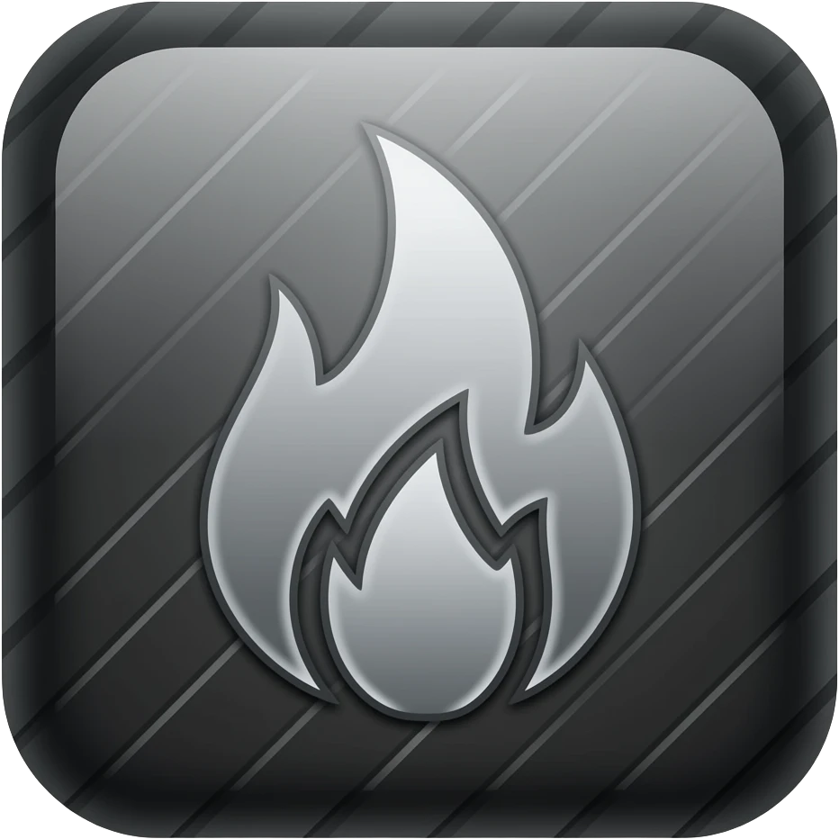 Black and high polished chrome Kuwaii fire emoji emoji
