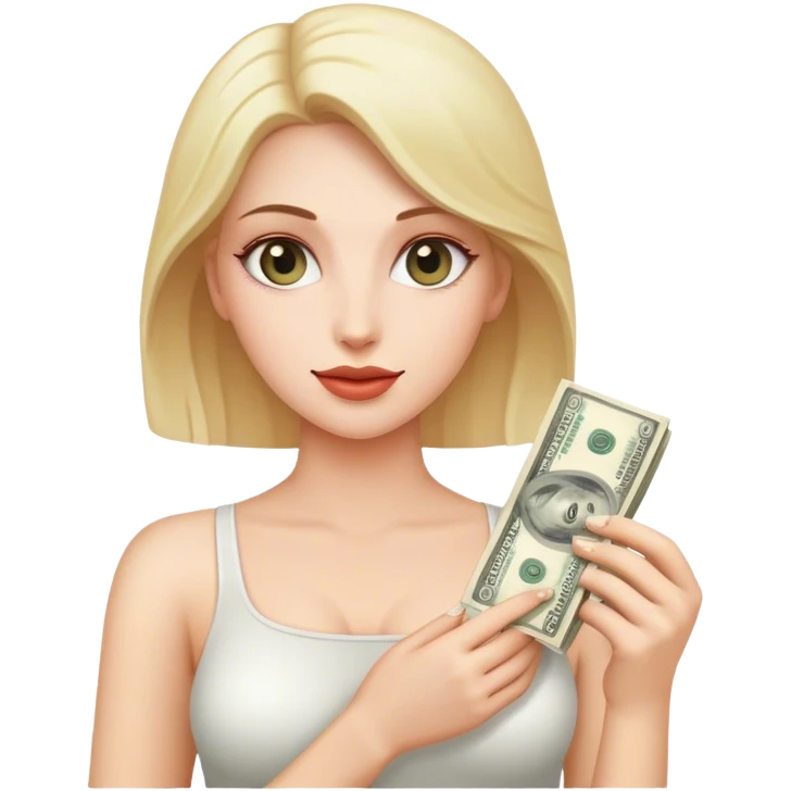White Women holding money  emoji