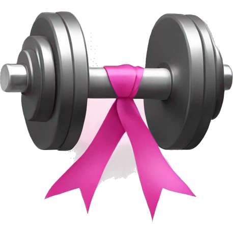 dumbbell with pink ribbon emoji