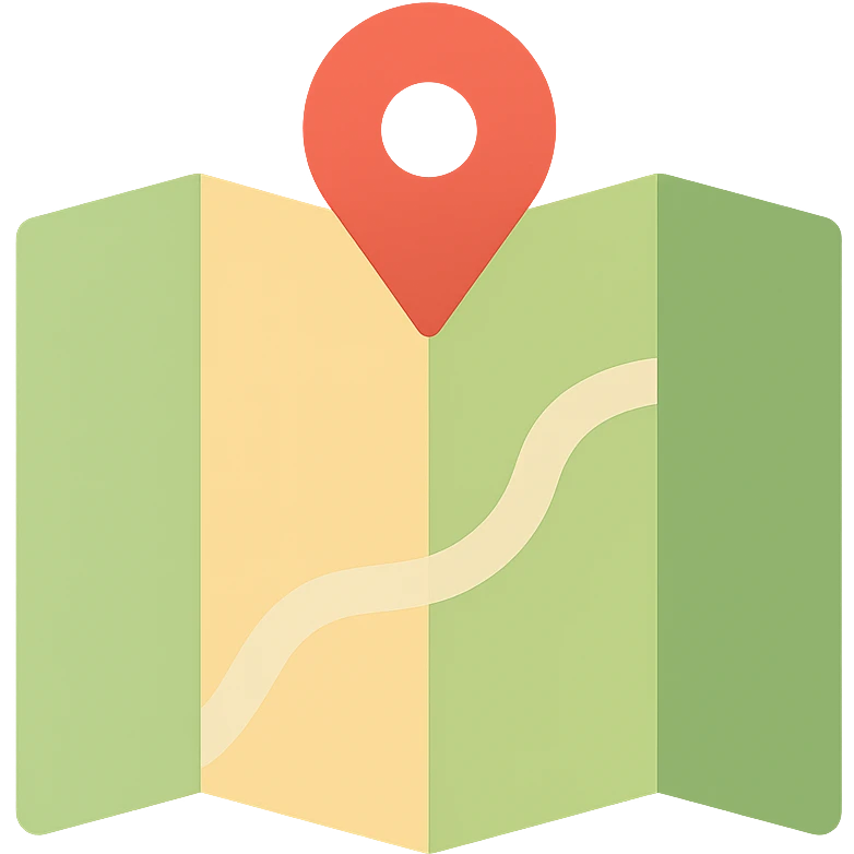 map icon, clean, contemporary, flat color style emoji