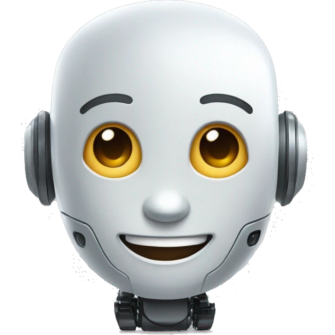 A smiling AI robot with a bright and cheerful expression. emoji