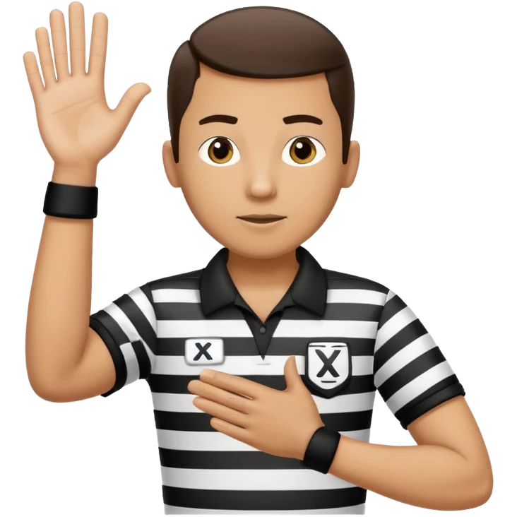 referee with raised arms crossed like an X emoji