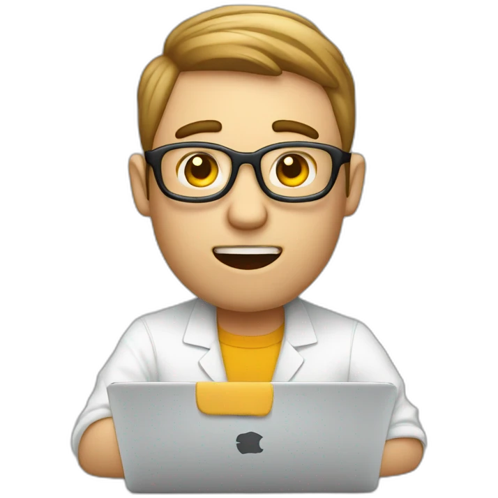 Overworked it guy behind a macbook emoji