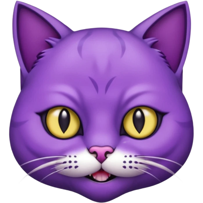 Scary purple cat fully black eye and with mouth a moon Nekless emoji