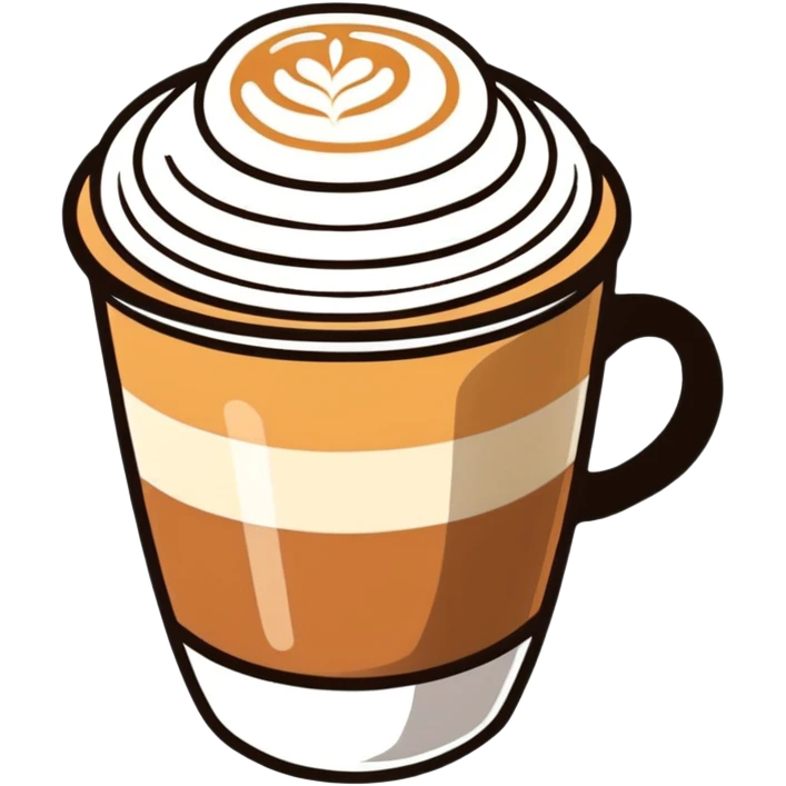 expensive artisanal latte in a cafe from upward view perspective, latte art, fancy coffee drink emoji