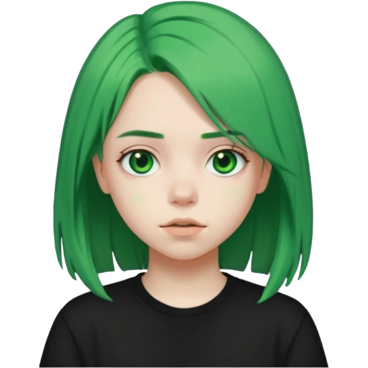 A teenager who looks like Billie Eilish when she had green hair emoji