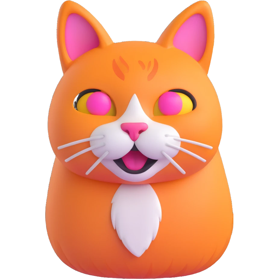 3D cat emoji with orange fur and pink nose emoji
