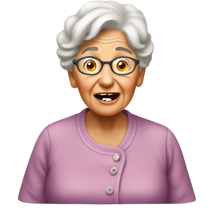 grandma with her tongue out waiting for food emoji