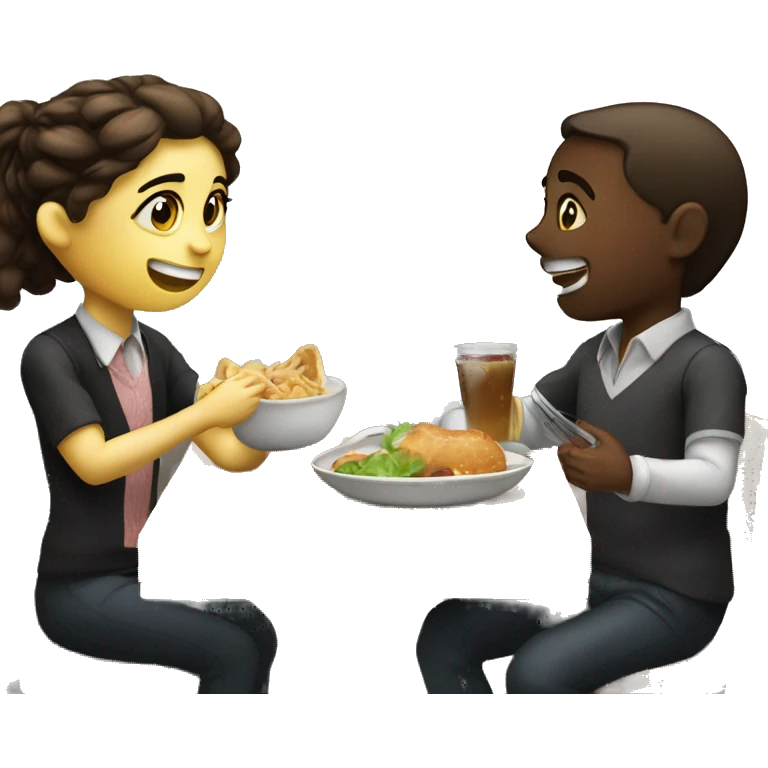 boy and girl eating in restuarant like dating emoji