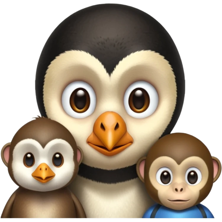 Penguin et singe a un enfant qui a 20 emoji