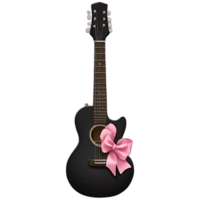 Black guitar with a thin coquette pink bow  emoji