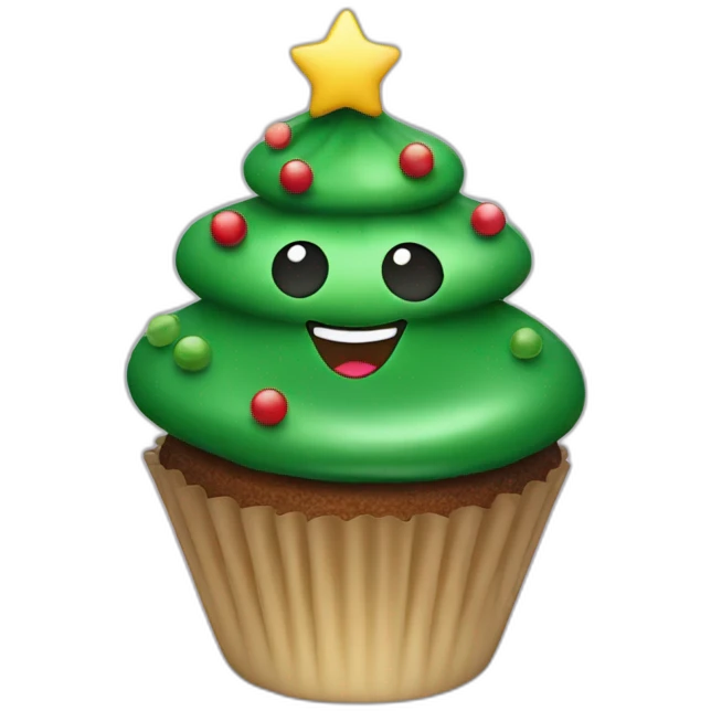 Happy Christmas tree cupcake emoji