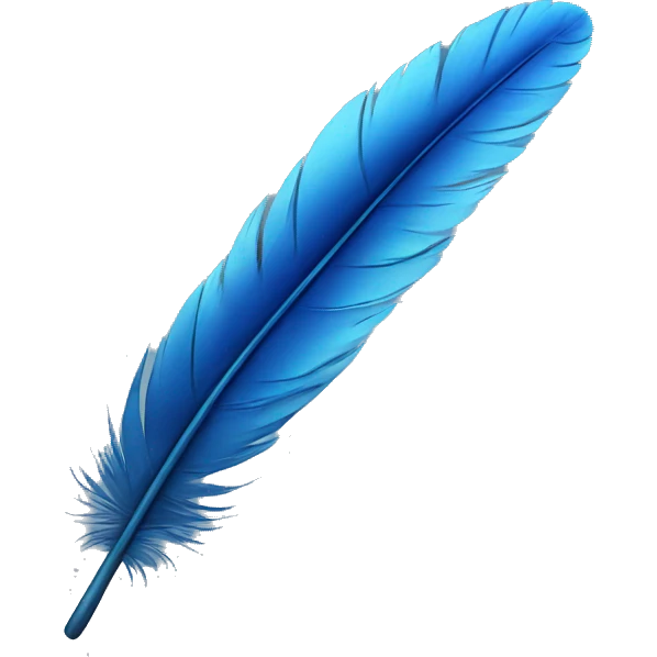 Realistic blue feather emoji