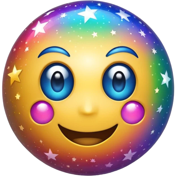 Smiling glitter ball with stars as eyes emoji