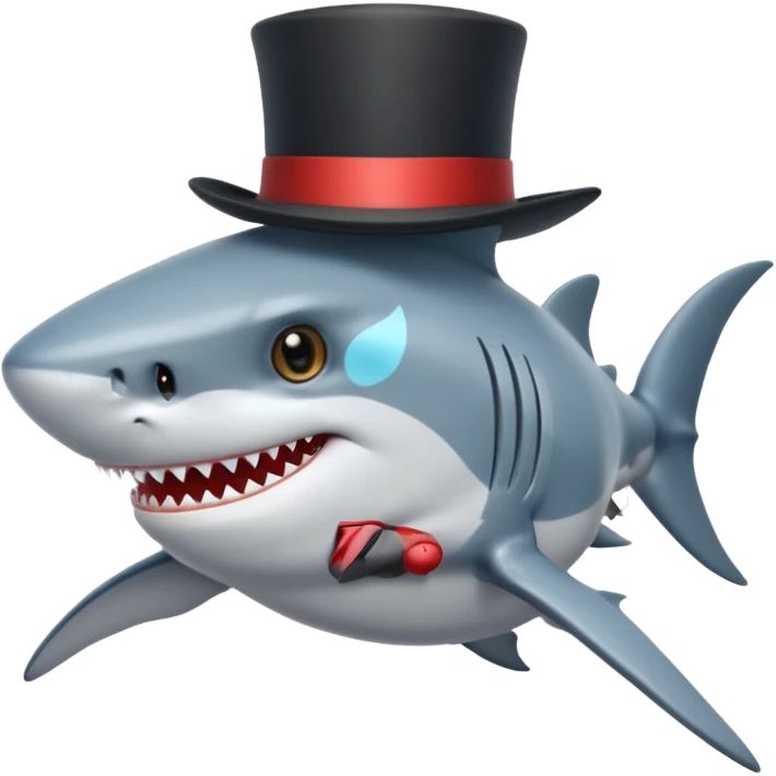 Shark with a top hat emoji