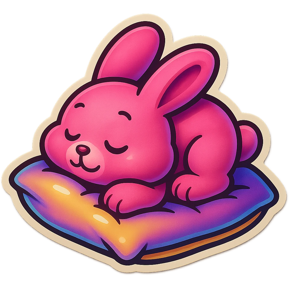 pink bunny sleeping on pillow emoji