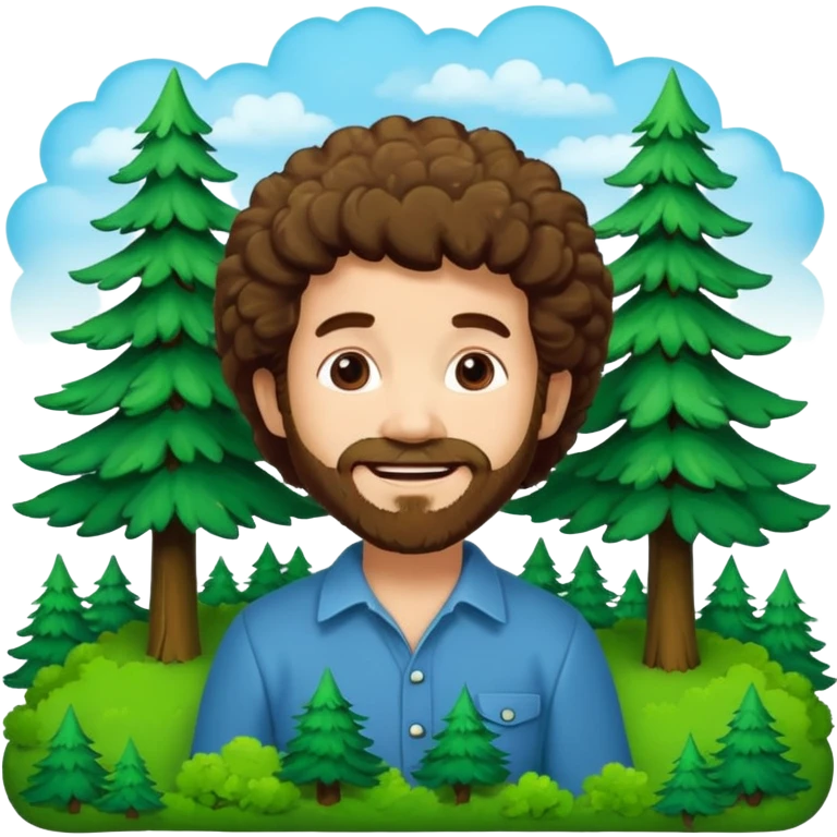 Bob Ross painting Happy Little trees emoji