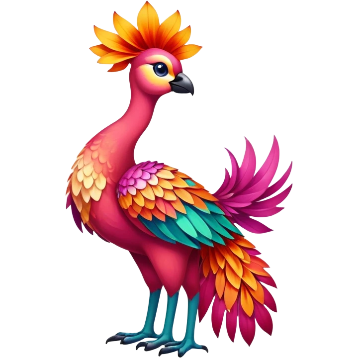 Colorful exotic tropical floral Falvie-Fionbri, full body emoji