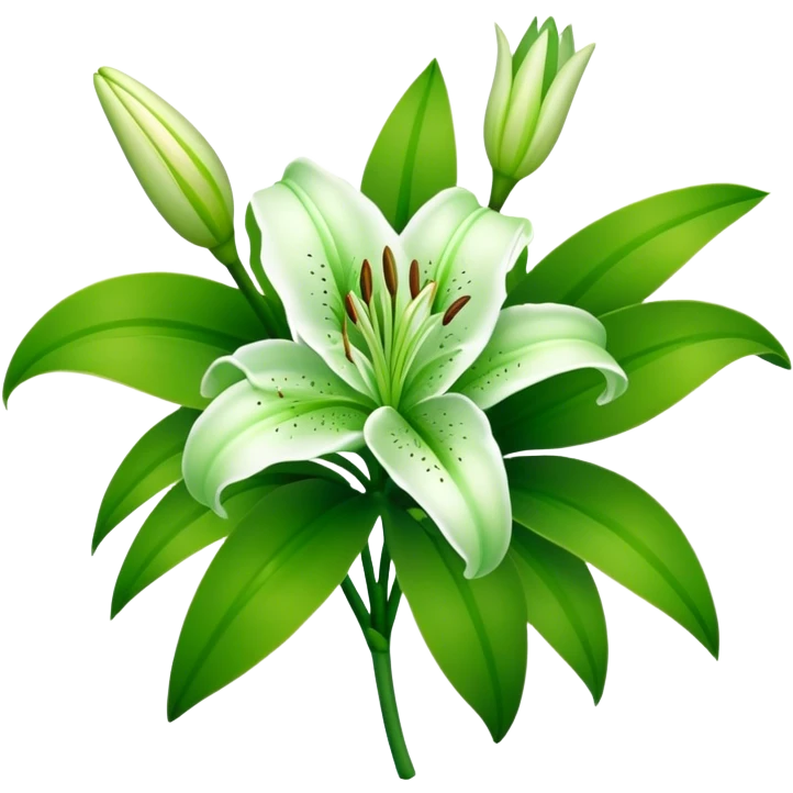 bouquet Soft Green Lily, luxuriant, leaf, bud emoji