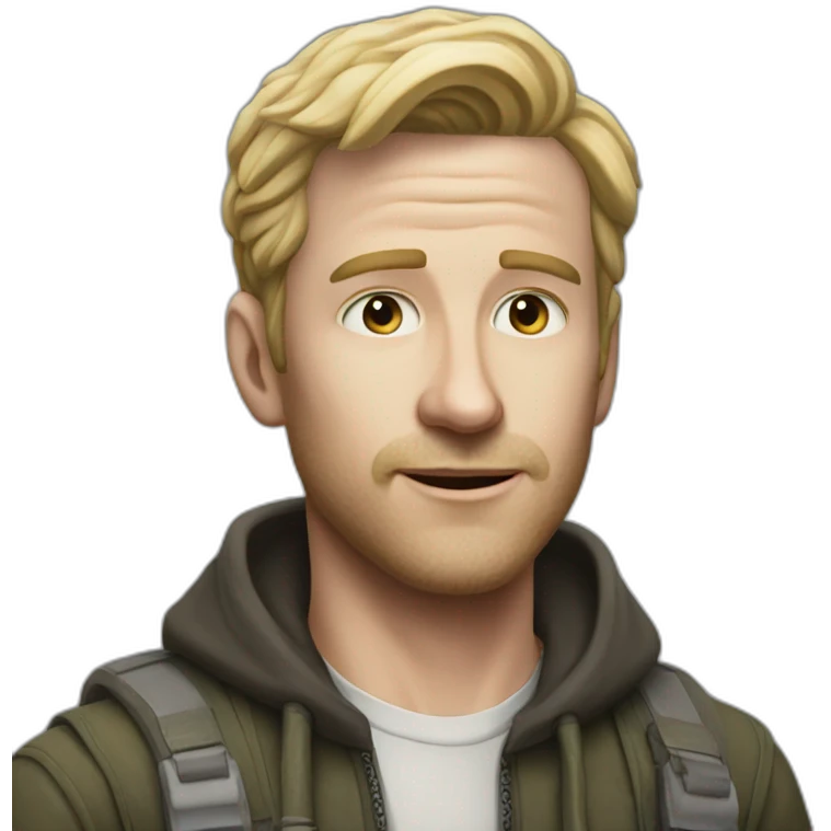 Hyper realistic white man from raid full body emoji