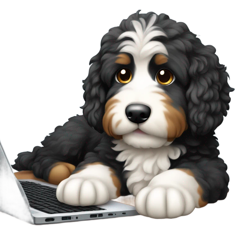 bernedoodle with computer emoji