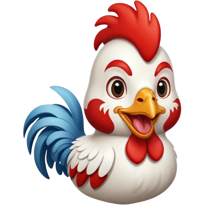 Biało czerwony kogut który się cieszy i mówi GG emoji