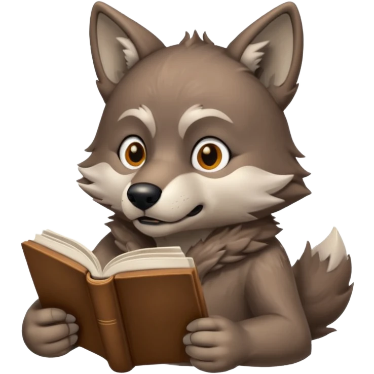 Wolf reading book emoji