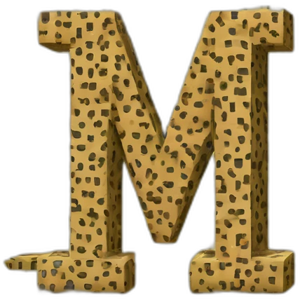 Letter "M" made of cube of pixels with cheetah pattern emoji