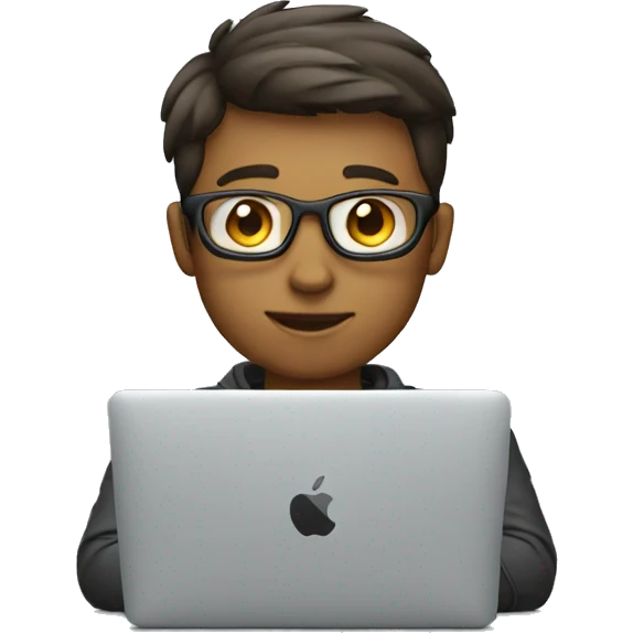 Short haired developer with macbook emoji