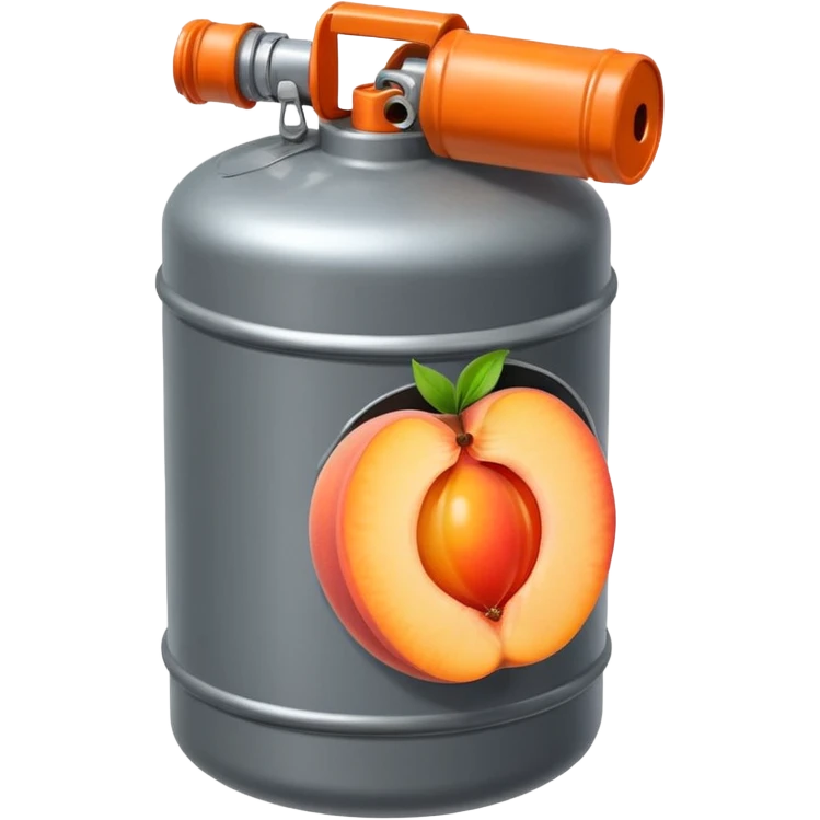 gas canister inside a cut open peach  emoji