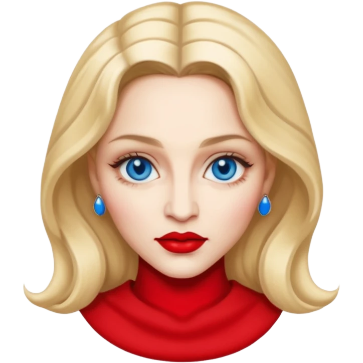 Madonna with blue eyes, red lip emoji