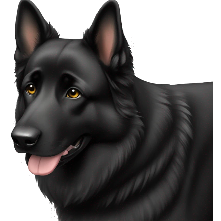 Black German shepherd dog half white face emoji